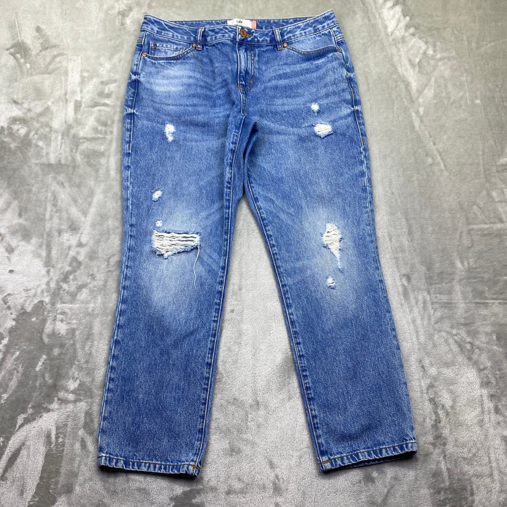 Cabi Malibu Jean Distressed Boyfriend Fit Denim Pants Womens Size 10 Fits 33.5"‎